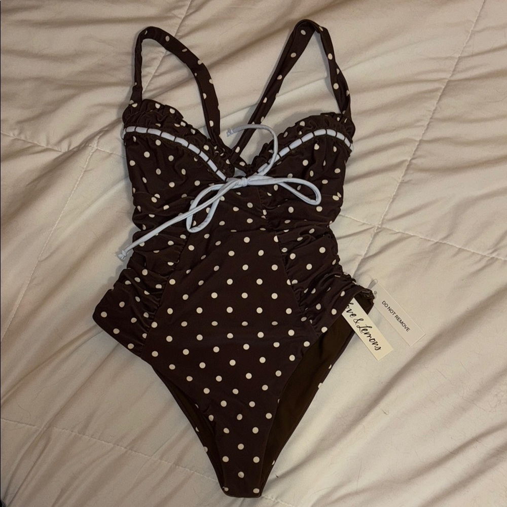 For Love And Lemons Brown Polka Dot One Piece